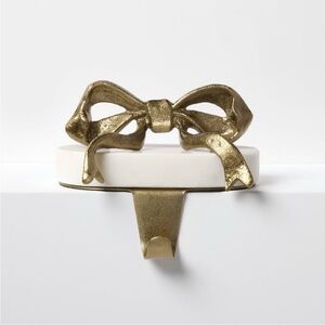 Marble and Metal Bow Christmas Stocking Holder Gold -Threshold with Studio McGee